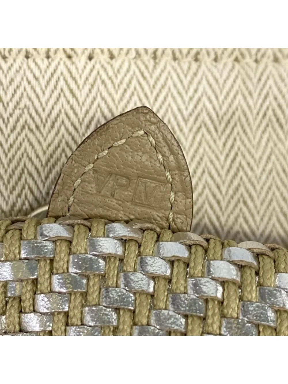 Hermes Tote Chain Nye PM Gray Beige Silver Braided Leather